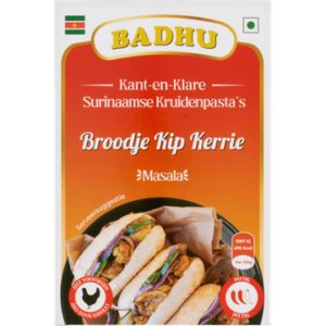 Badhu Surinaamse Kruidenpasta’s Broodje Kip Kerrie Masala